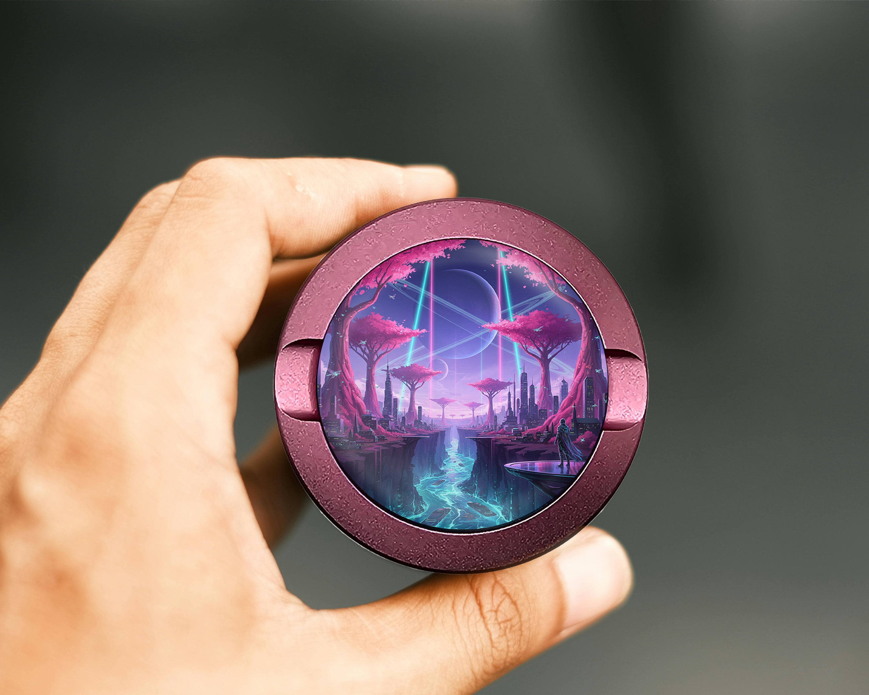 Cyberpunk Neon City Sci-Fi Skyline Art Snus Storage Case Pink