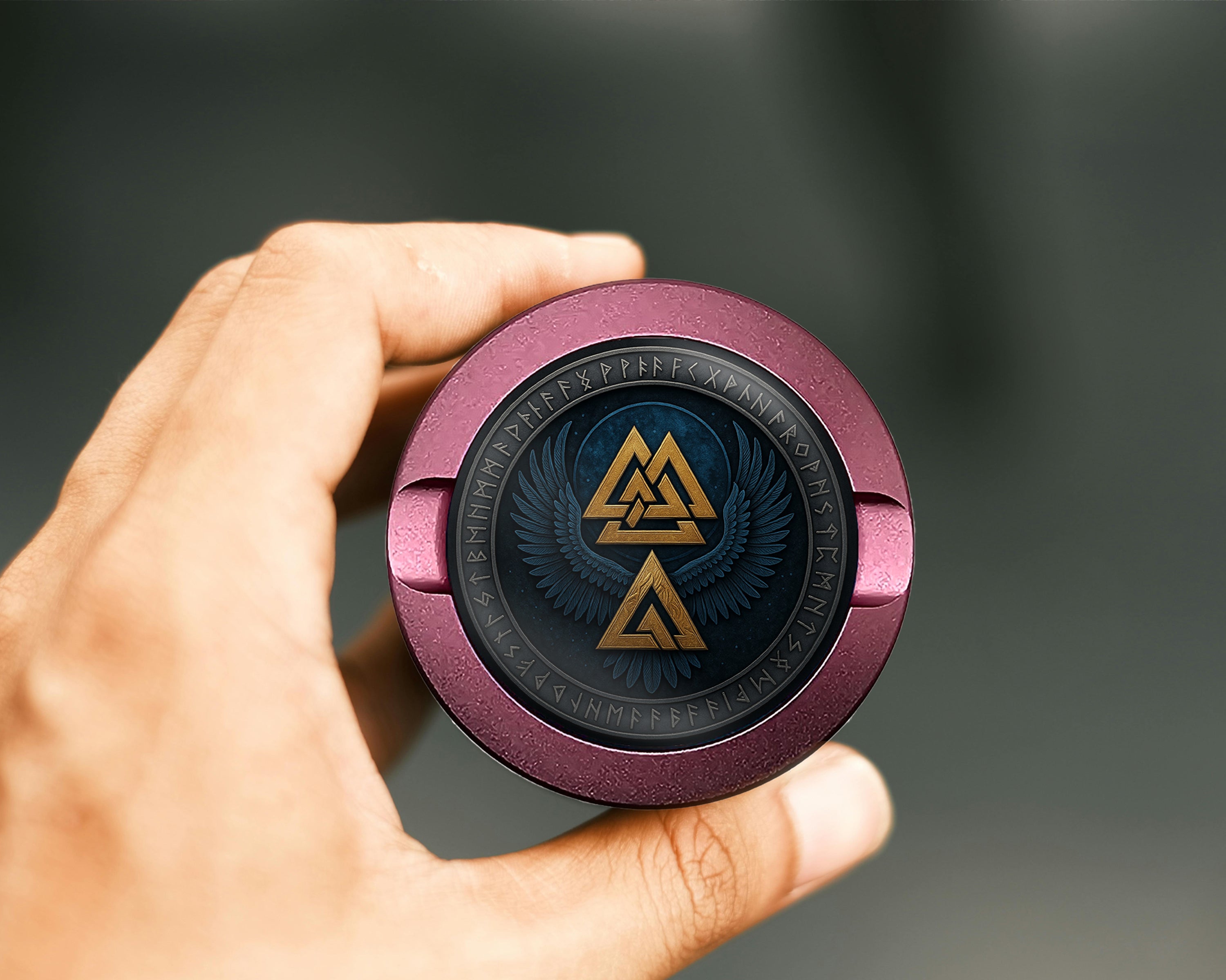 Valknut Wings Norse Emblem Snus Storage Case Pink