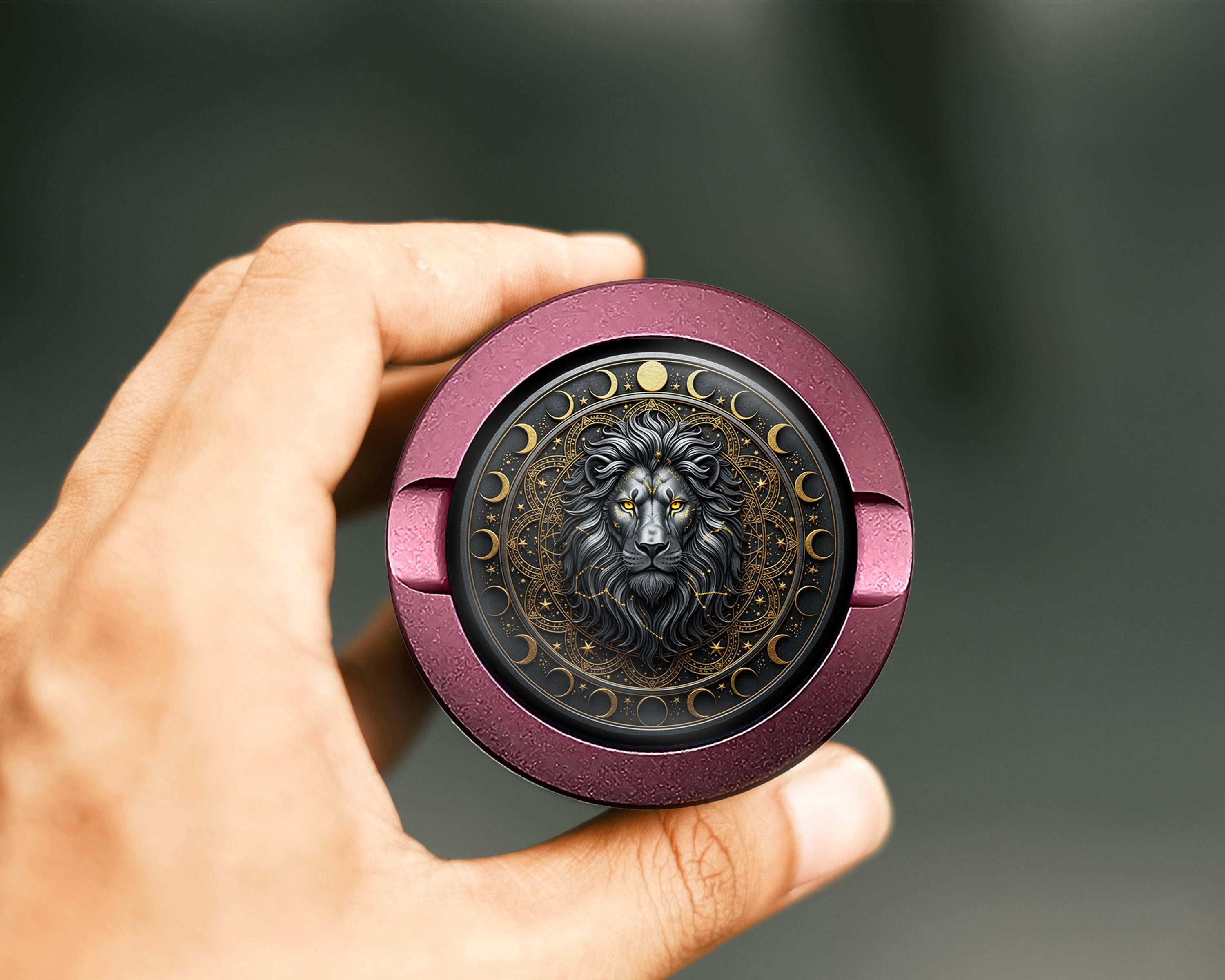 Celestial Moonphase Lion Crest Snus Storage Case Pink