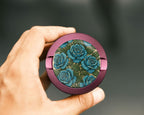 Blue Vintage Rose Pattern Traditional Style Snus Storage Case Pink
