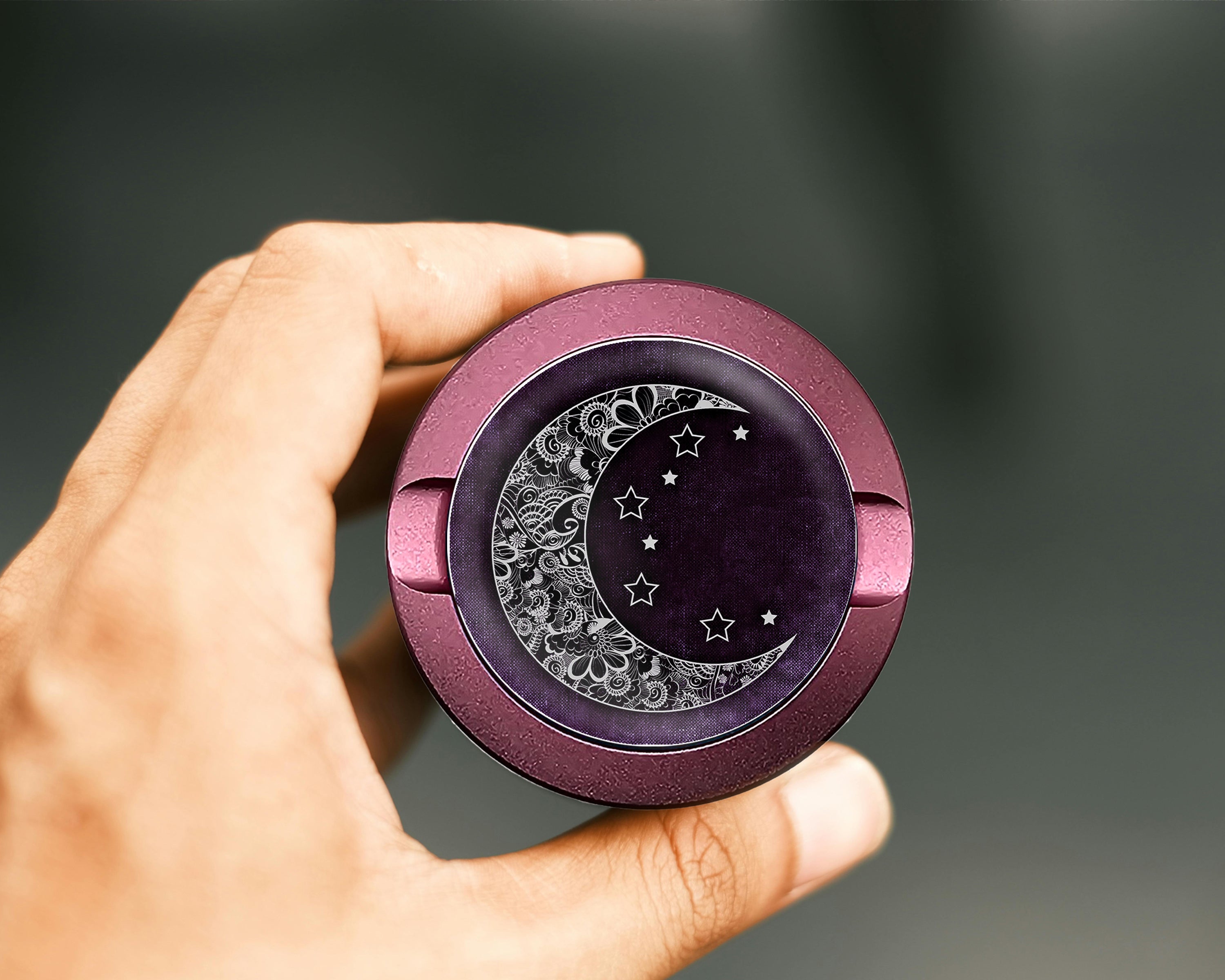 Purple Crescent Moon and Stars Snus Storage Case Pink