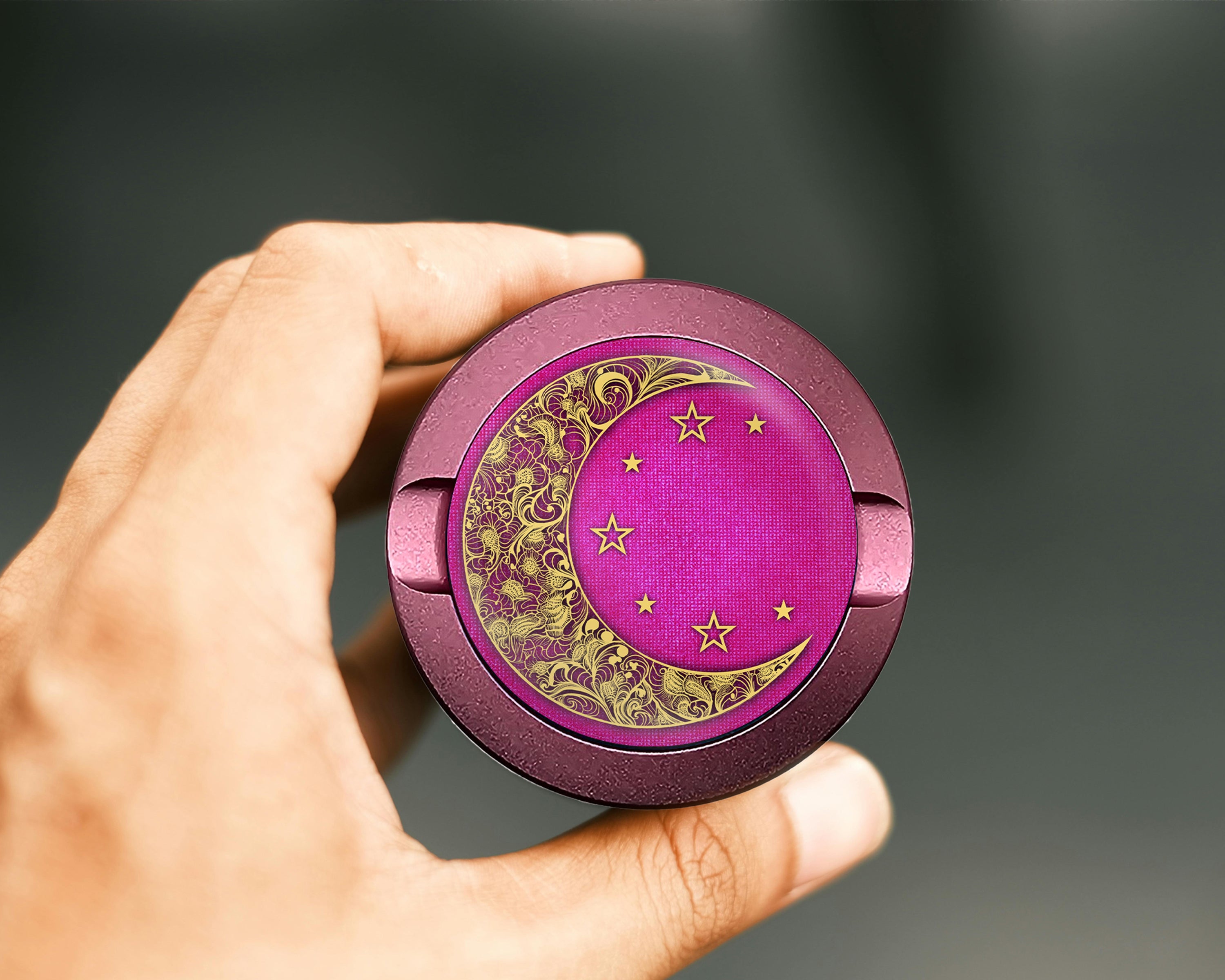 Girly Pink Crescent Moon and Stars Snus Storage Case Pink