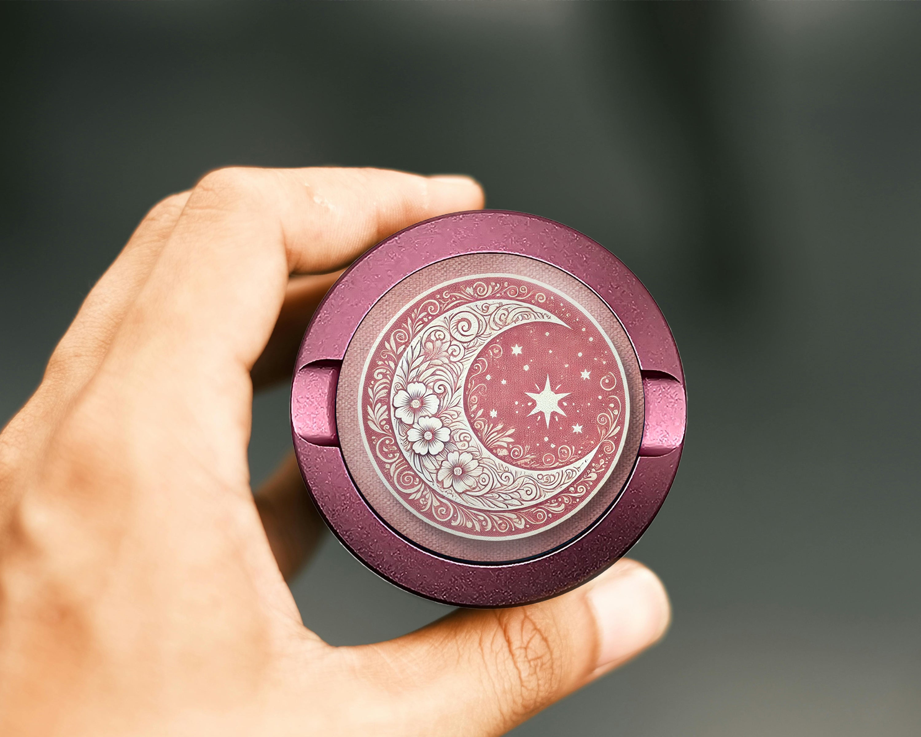 Crescent Moon with Stars Snus Storage Case Pink