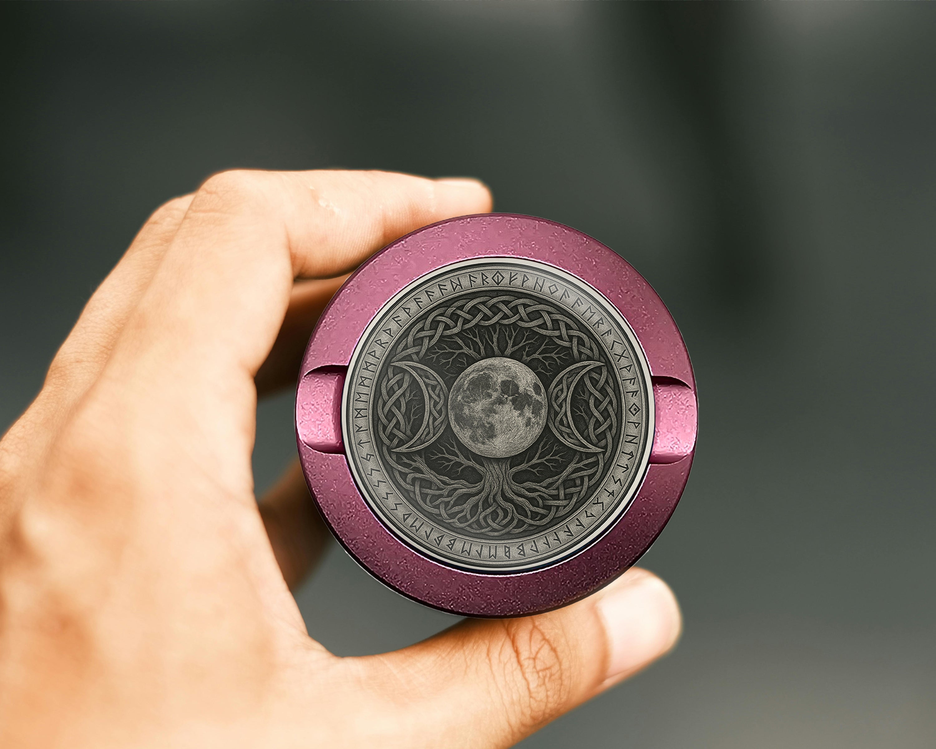 Celtic Moon Tree Sigil Snus Storage Case Pink