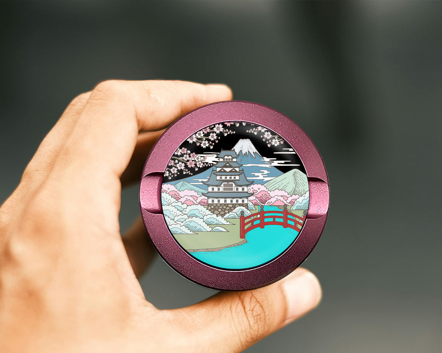 Japanese Style Traditional Landscape Sakura Snus Storage Case Pink