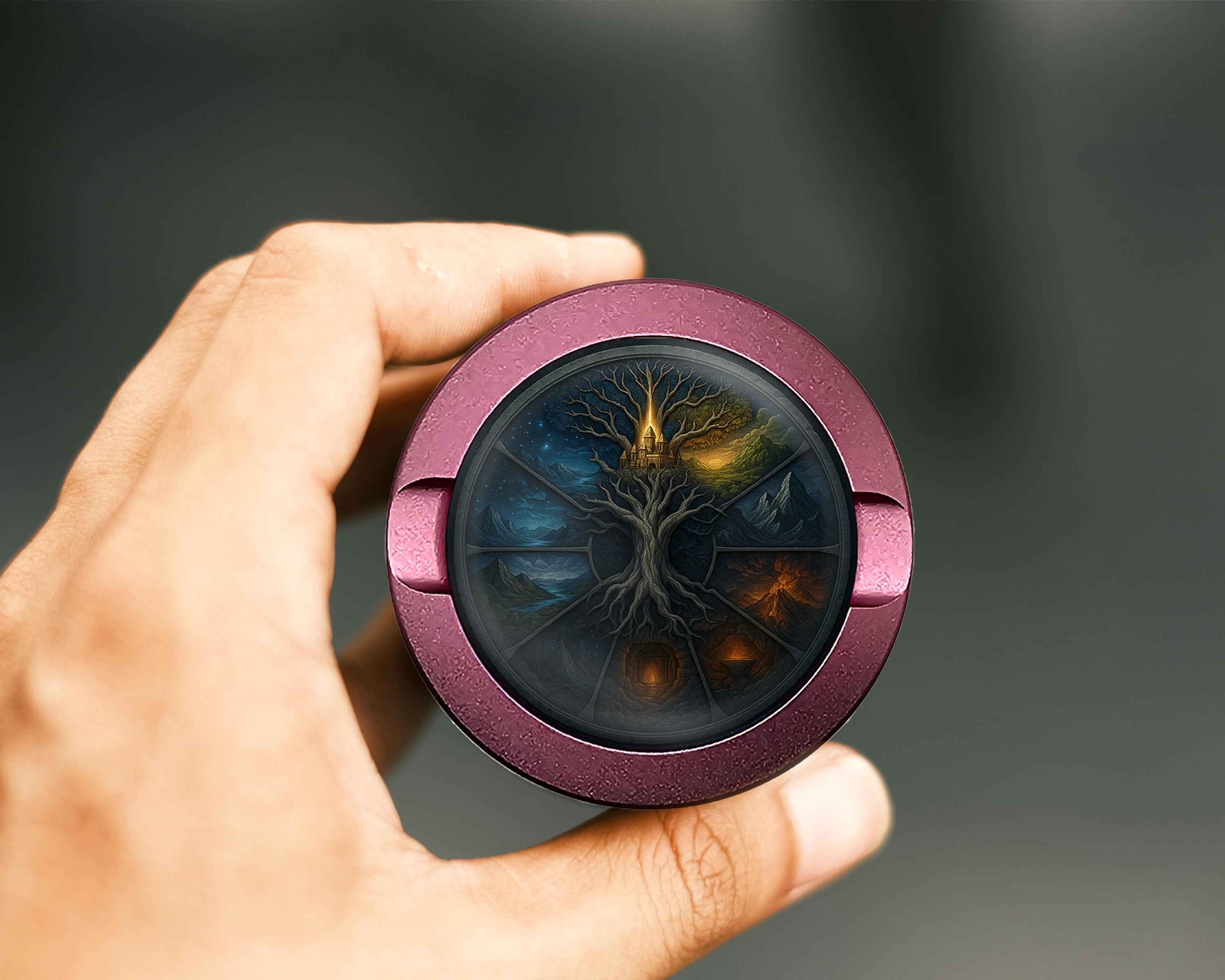 Yggdrasil Nine Realms Wheel Snus Storage Case Pink