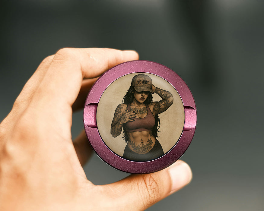 Tough Tattooed Woman with Bandana Pin-Up Vibes Snus Storage Case Pink