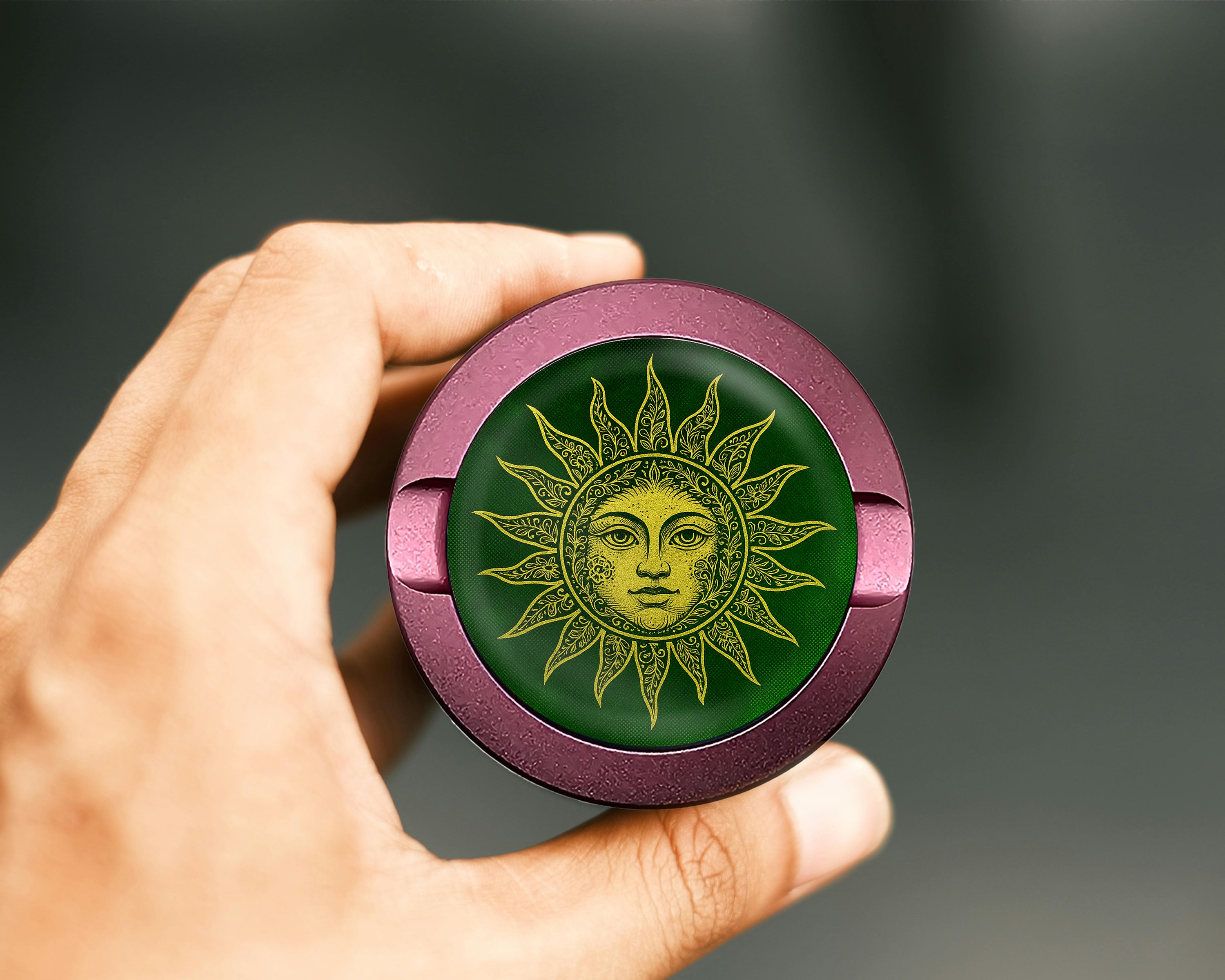 Golden Intricate Sun Snus Storage Case Pink