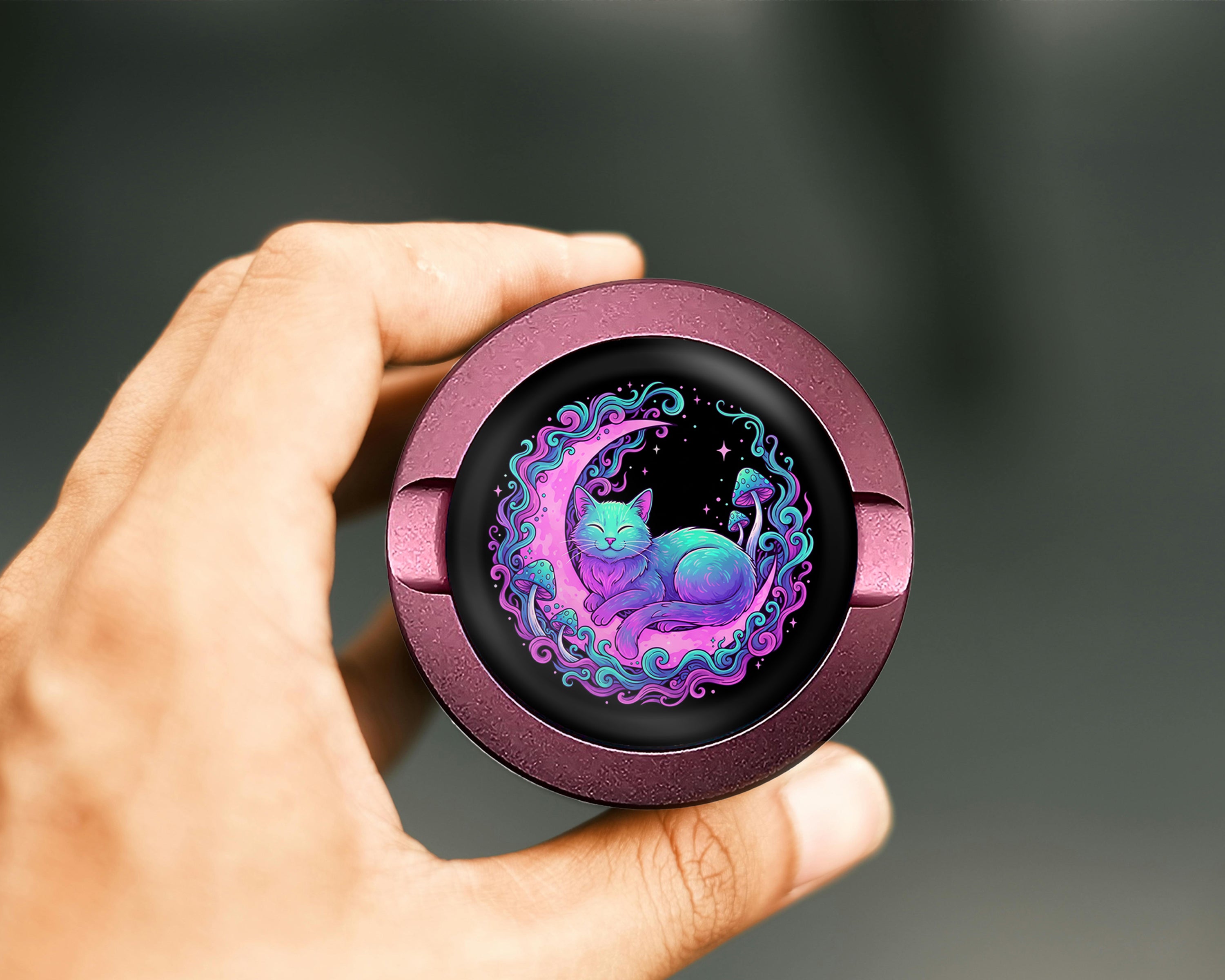Psychedelic Moon Cat Dreams Snus Storage Case Pink