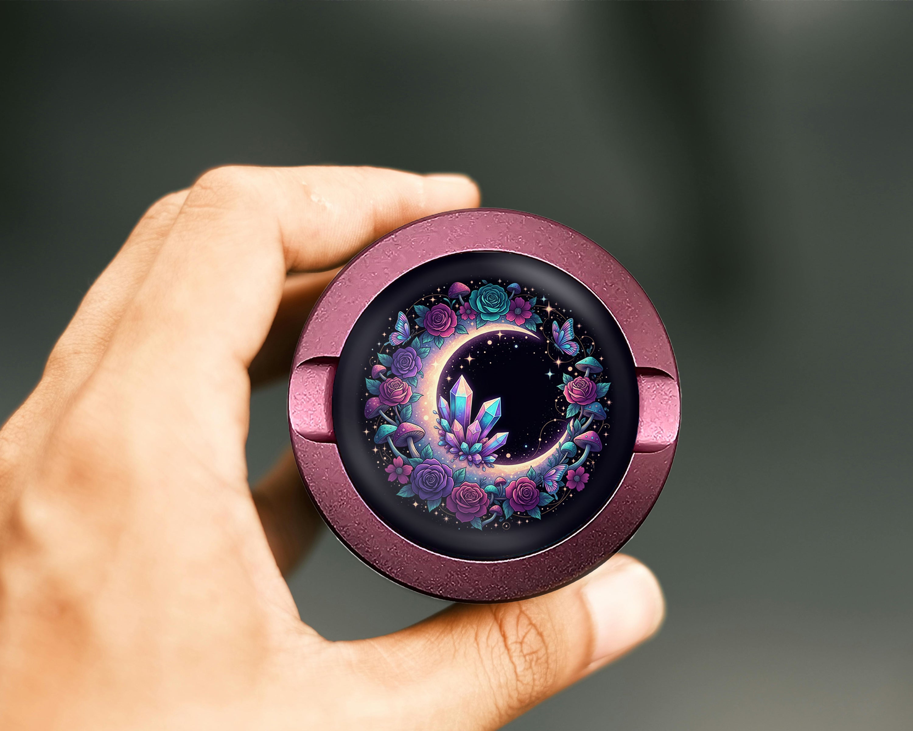 Floral Crescent Crystal Garden Snus Storage Case Pink