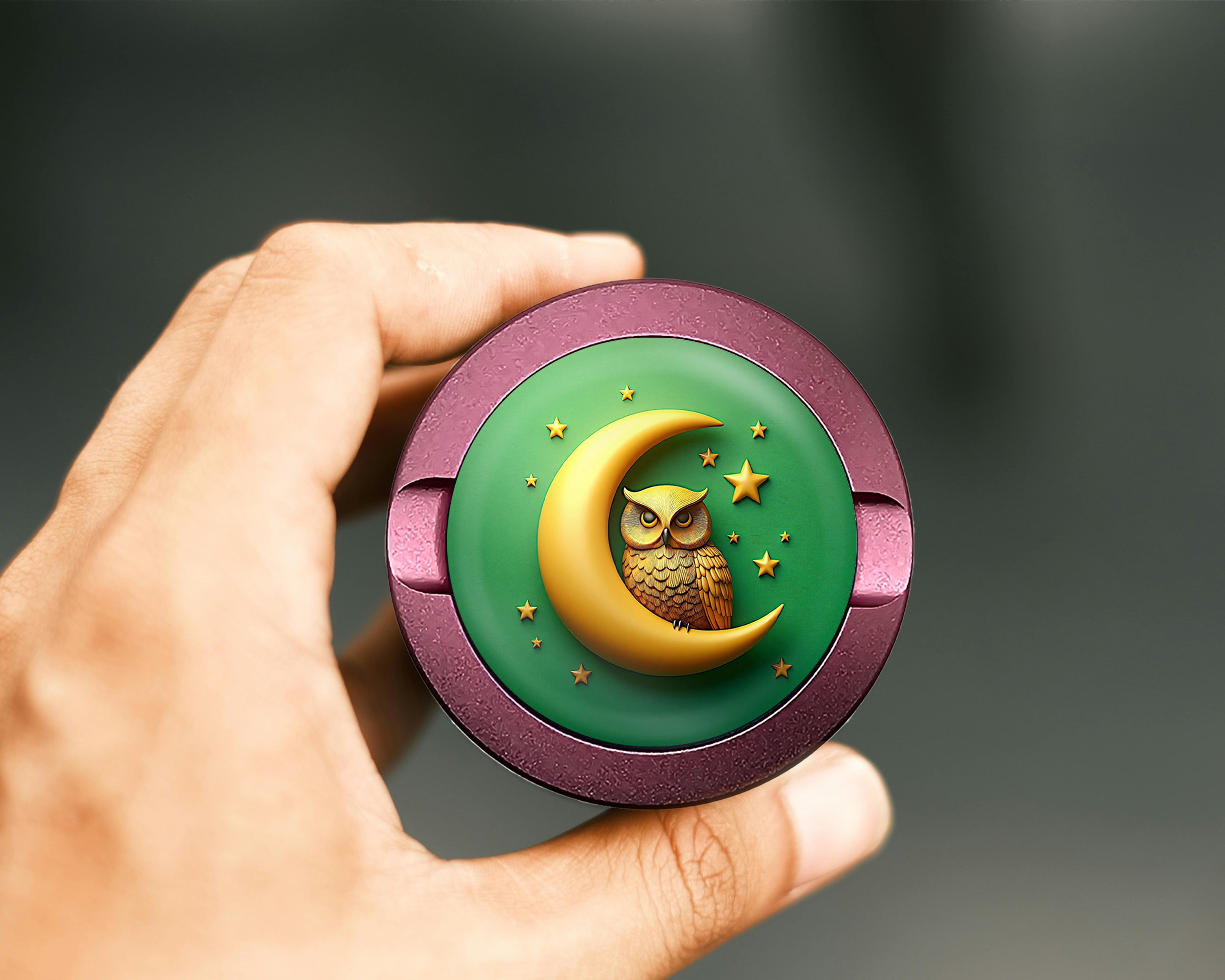 Owl Perched On A Golden Moon Snus Storage Case Pink