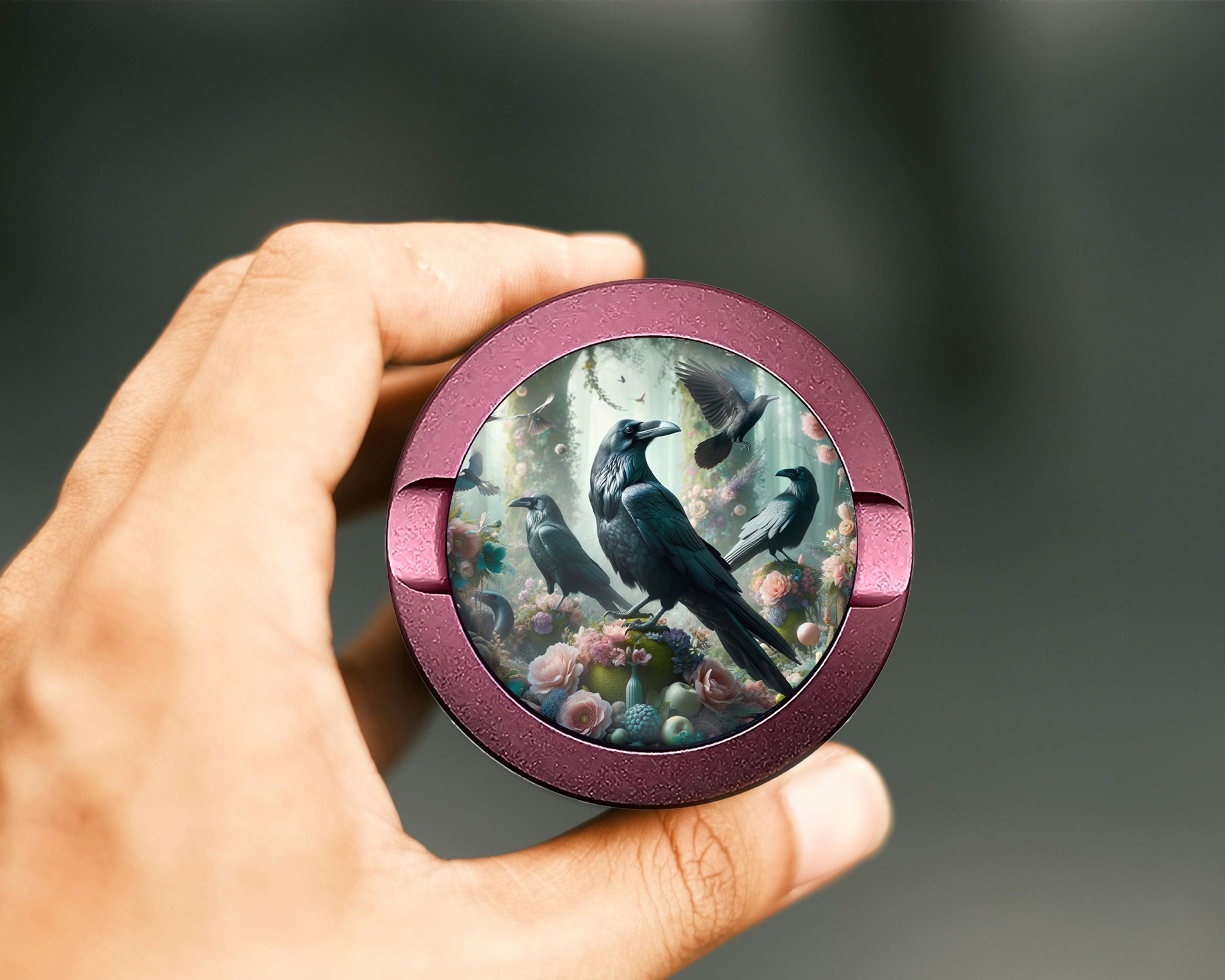 Psychedelic Ravens Goblincore Snus Storage Case Pink