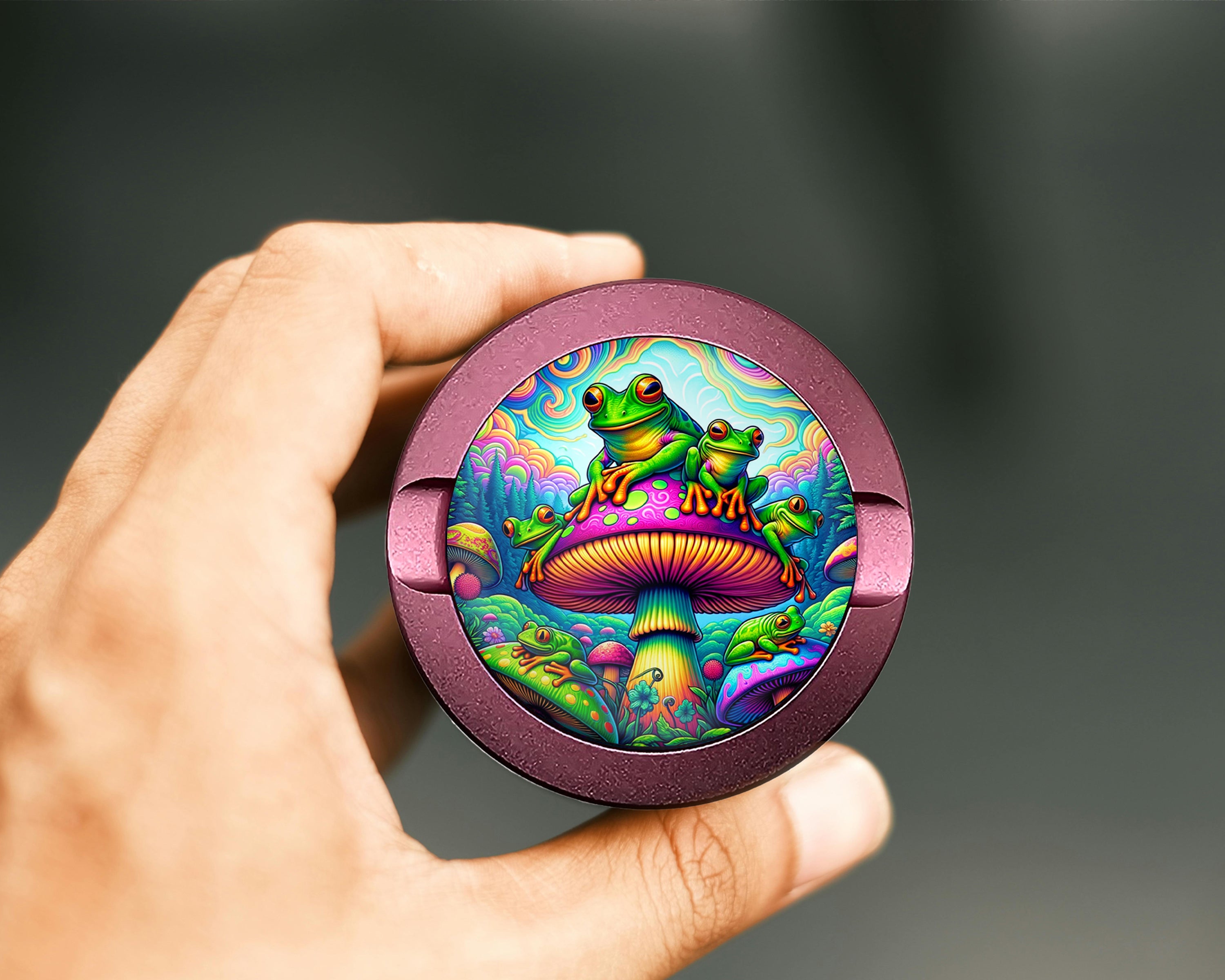 Trippy Mushroom Frog Snus Storage Case Pink