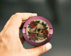 Skull with Red Roses Tattoo Flash Style Snus Storage Case Pink