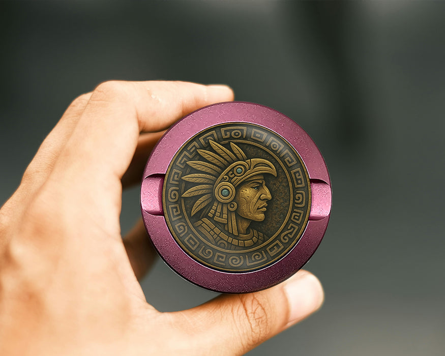 Ancient Mayan Warrior Medallion Art Snus Storage Case Pink