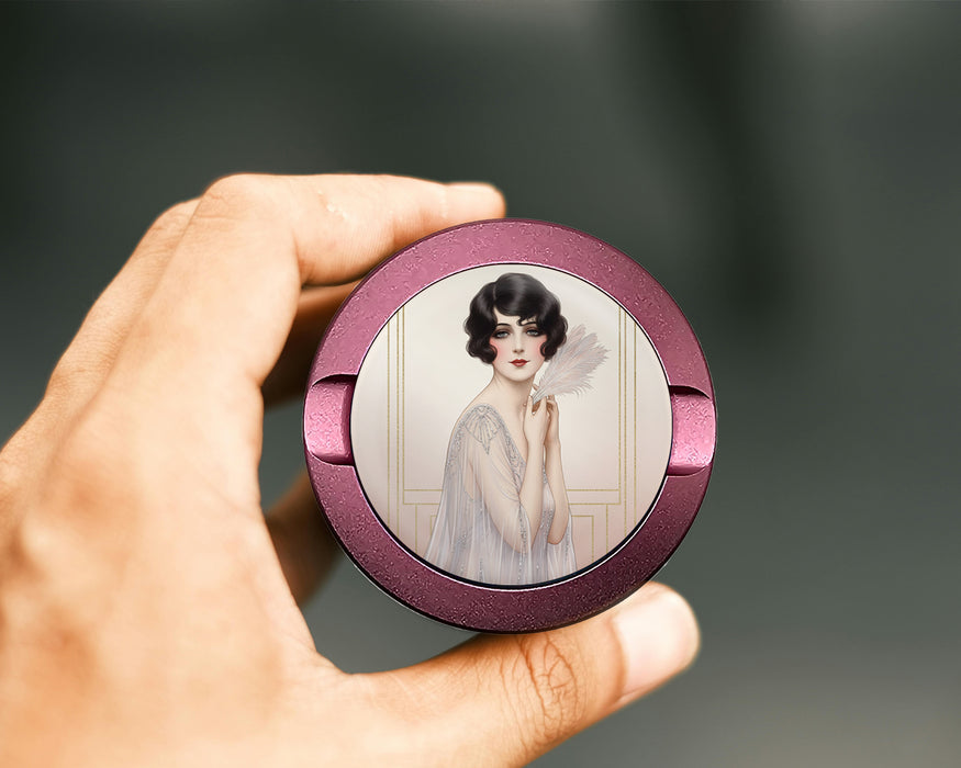 Elegant Deco Feather Muse Snus Storage Case Pink