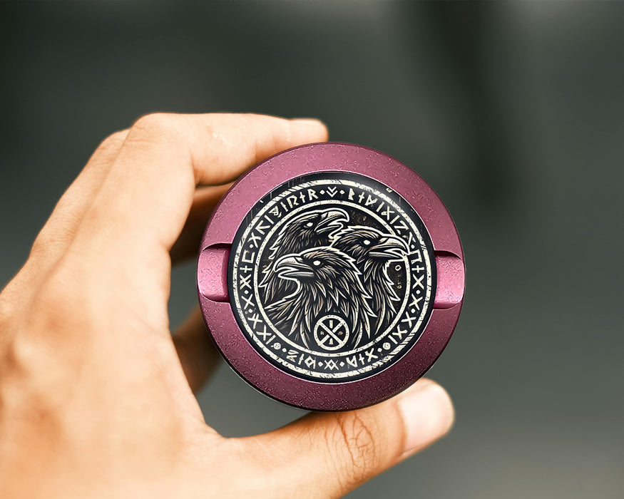 Norse Ravens Snus Holder, Huginn, Muninn, and Jack Snus Storage Case Pink