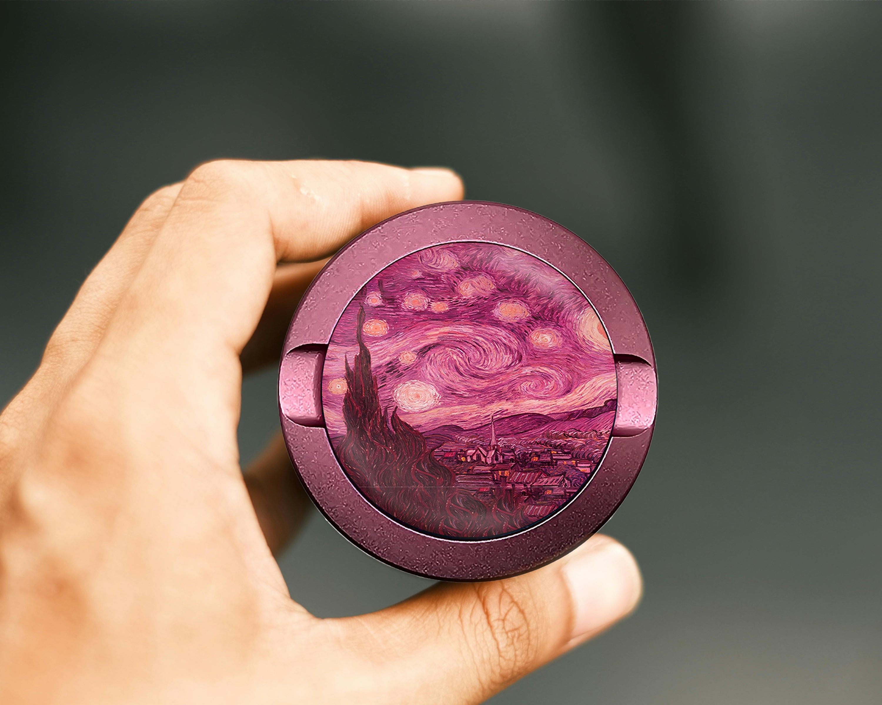 Pink Starry Night Vaporwave Van Gogh Art Snus Storage Case Pink