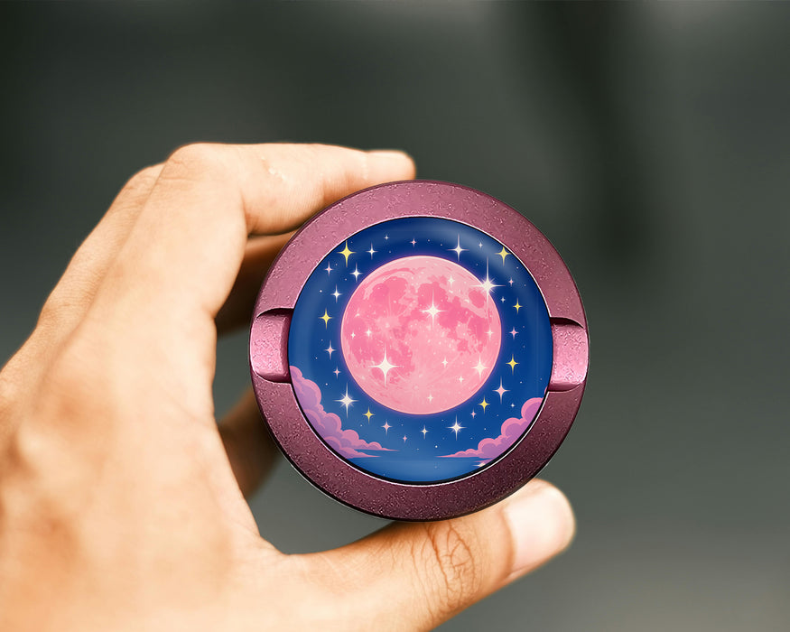 Pink Kawaii Crescent Moon with Stars Snus Storage Case Pink
