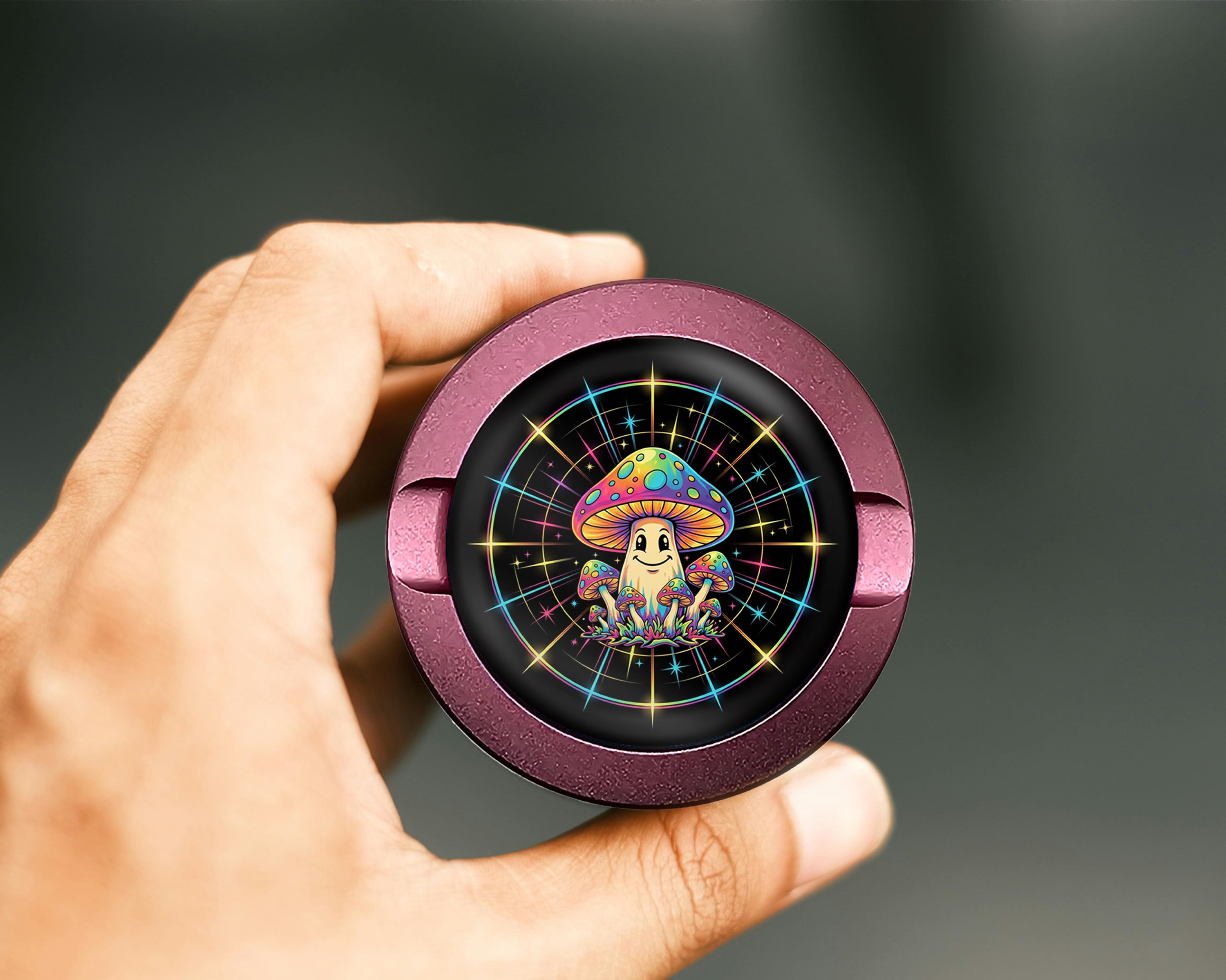 Trippy Rainbow Mushroom Crew Snus Storage Case Pink