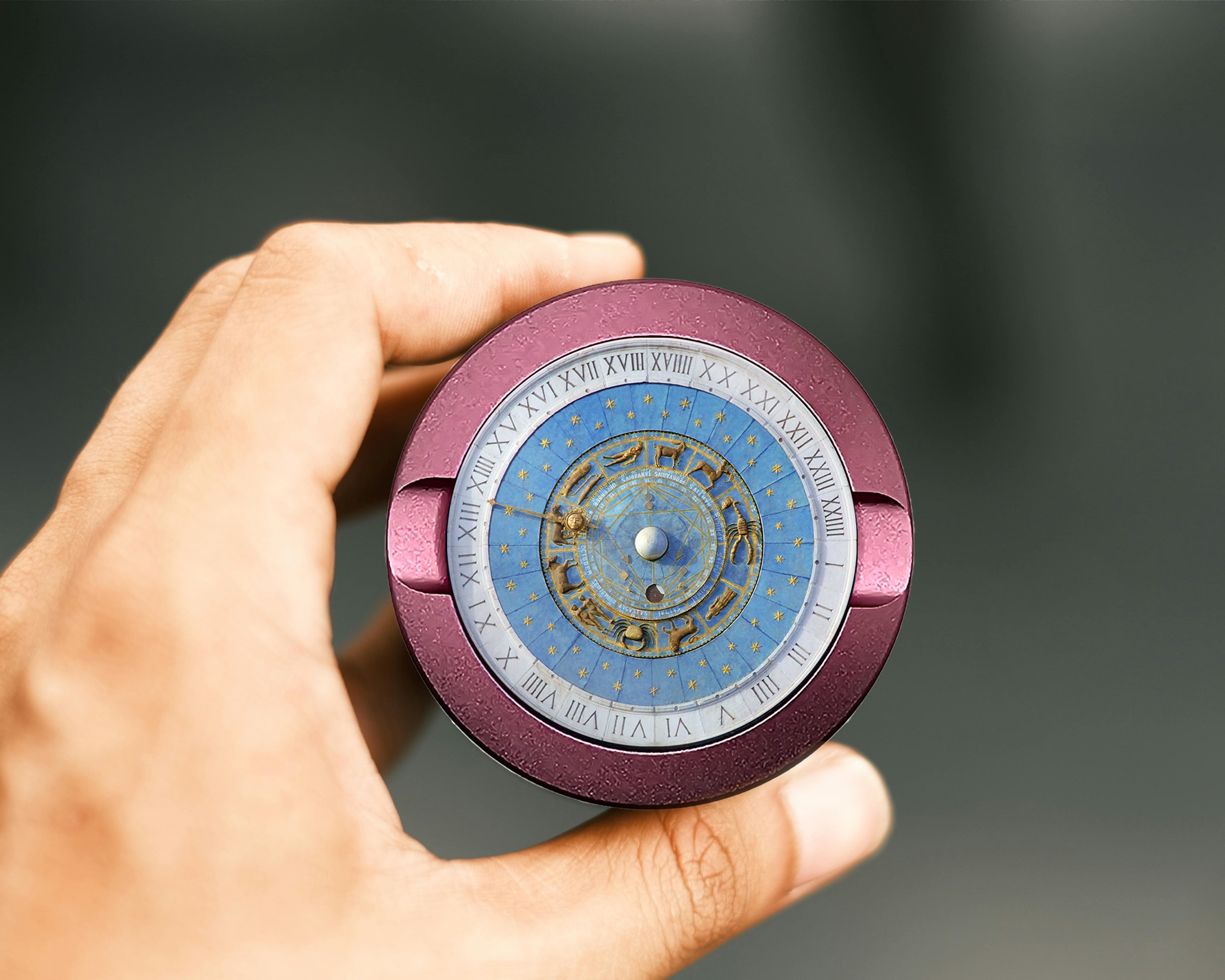 Astrological Zodiac Signs Clock Snus Storage Case Pink