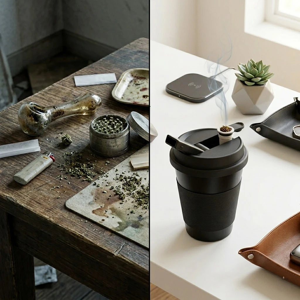 White Cupro Ceramic Novelty Mug - Dual-Chamber Design with Filtration and Removable Bowl