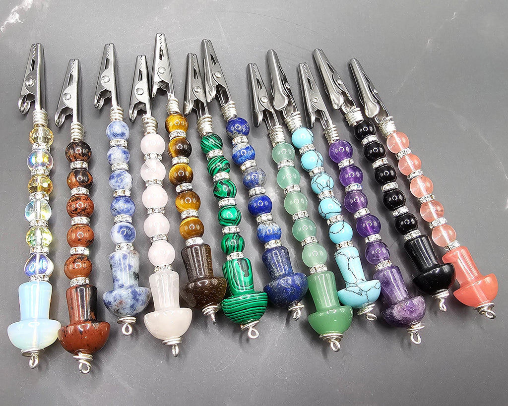 Silver-tone mushroom beaded wand cigarette holder assortment