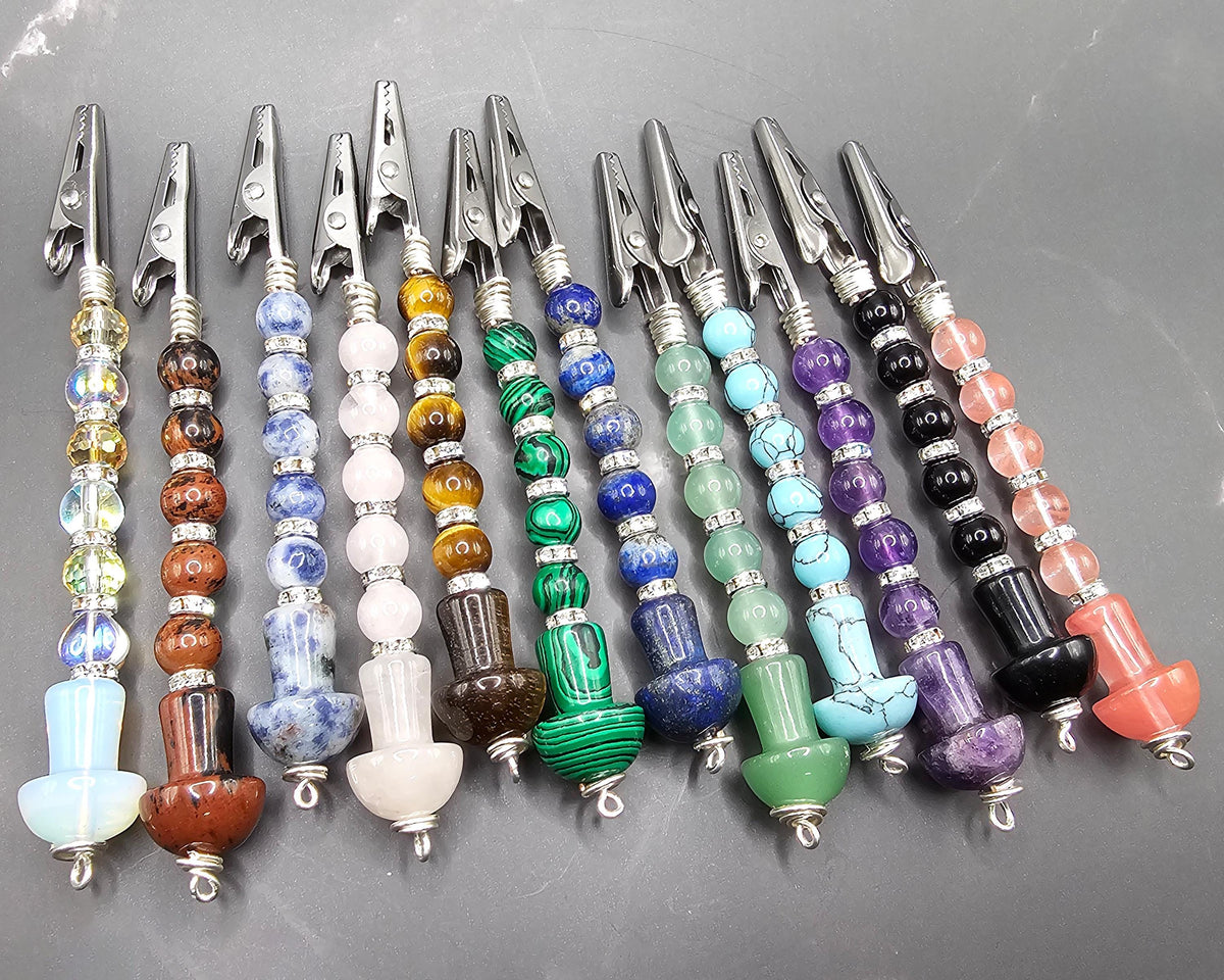 Silver-tone mushroom beaded wand cigarette holder assortment