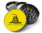 Coiled Snake Yellow Flag Herb Grinder - grey open product view