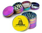 Coiled Snake Yellow Flag Herb Grinder - rainbow open product view