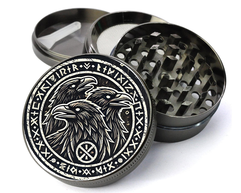 Norse Ravens Herb Grinder - grey open product view