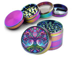 Colorful Yggdrasil Tree Herb Grinder - rainbow open product view