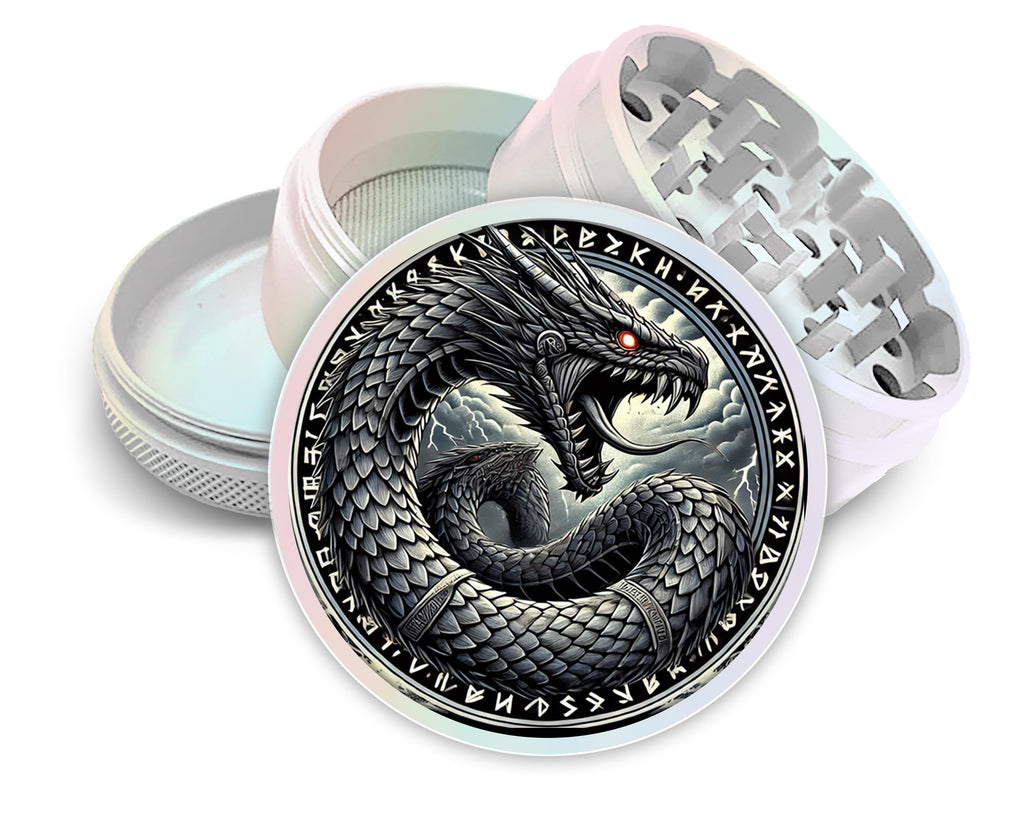 Jormungandr Serpent Herb Grinder - pearl white open product view