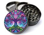 Colorful Yggdrasil Tree Herb Grinder - grey open product view