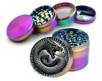 Jormungandr Serpent Herb Grinder - rainbow open product view