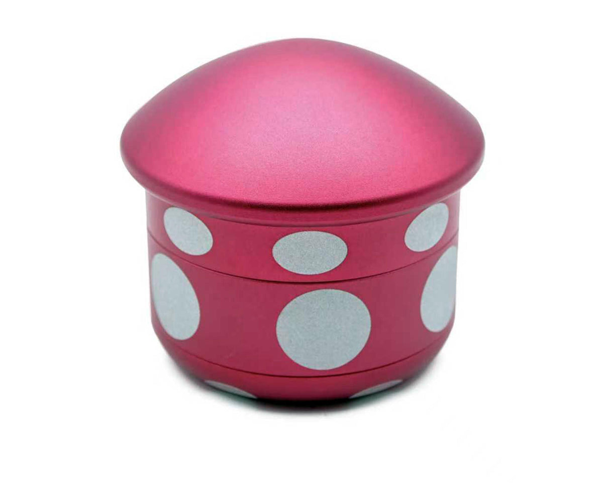 Mushroom Herb Grinder - red closed product view
