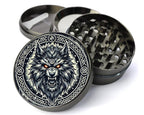 Fenrir Wolf Herb Grinder - grey open product view
