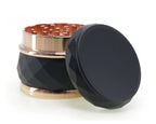 Faceted Rose Gold Trim Herb Grinder - black open product view