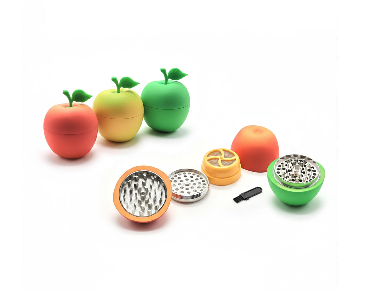 Apple-Shaped Herb Grinder - three-color open lineup