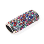 Angled view of rainbow rhinestone-style lighter case
