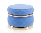 Faceted Rose Gold Trim Herb Grinder - blue closed product view