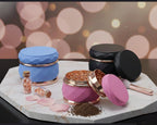 Faceted Rose Gold Trim Herb Grinder - three-color open group view