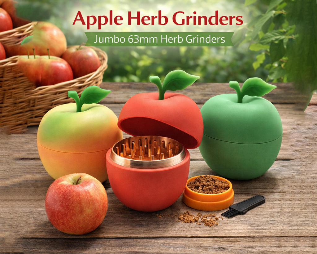 Apple-Shaped Herb Grinder - three-color staged group view