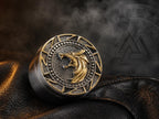 Nordic Wolf Medallion Herb Grinder - medallion close-up