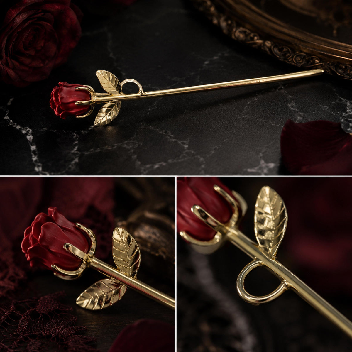 Gold rose cigarette holder angled product view