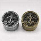 Antique Tree of Life Herb Grinder - silver and brass group view