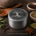 Antique Tree of Life Herb Grinder - antique silver staged view