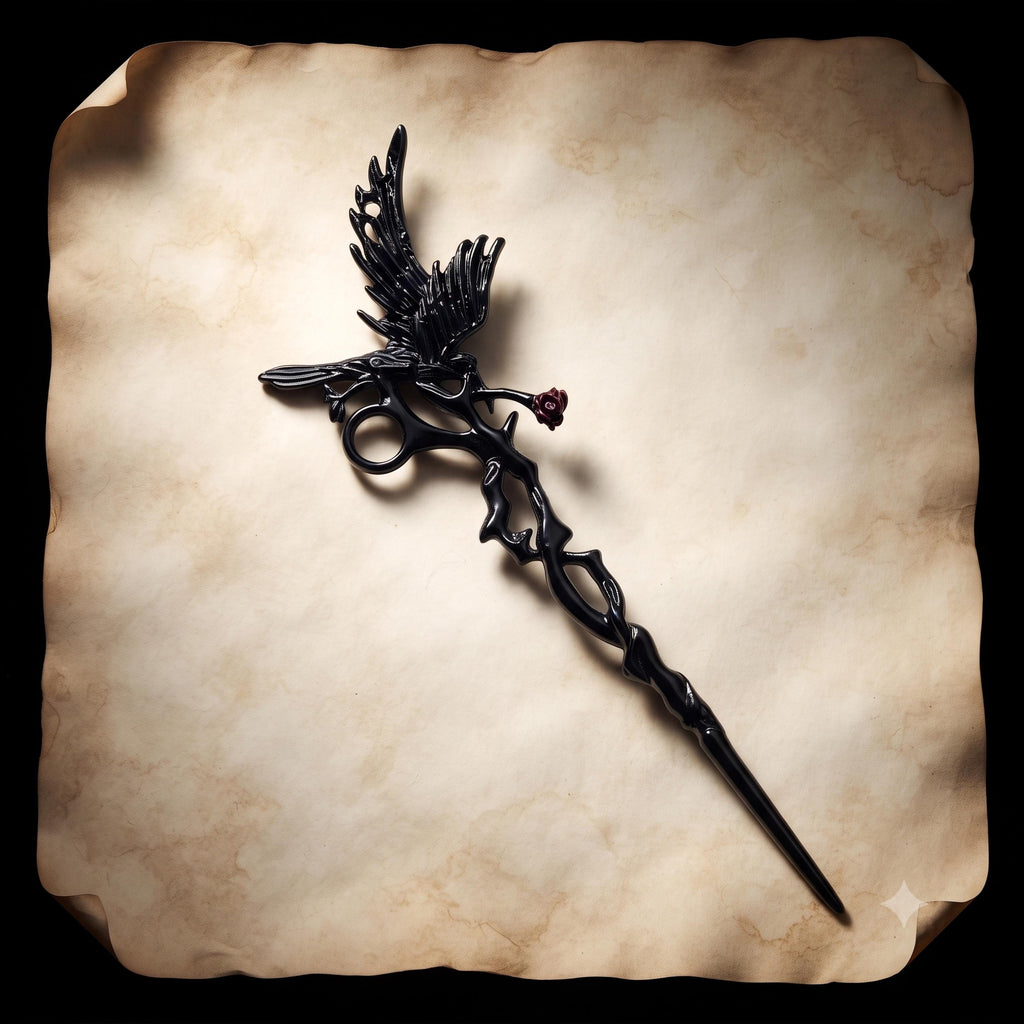 Full-length black gothic raven cigarette holder product view