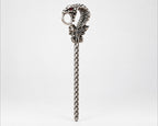 Full-length silver-tone snake cigarette holder on white