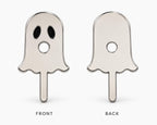 Front and back views of silver-tone ghost cigarette holder